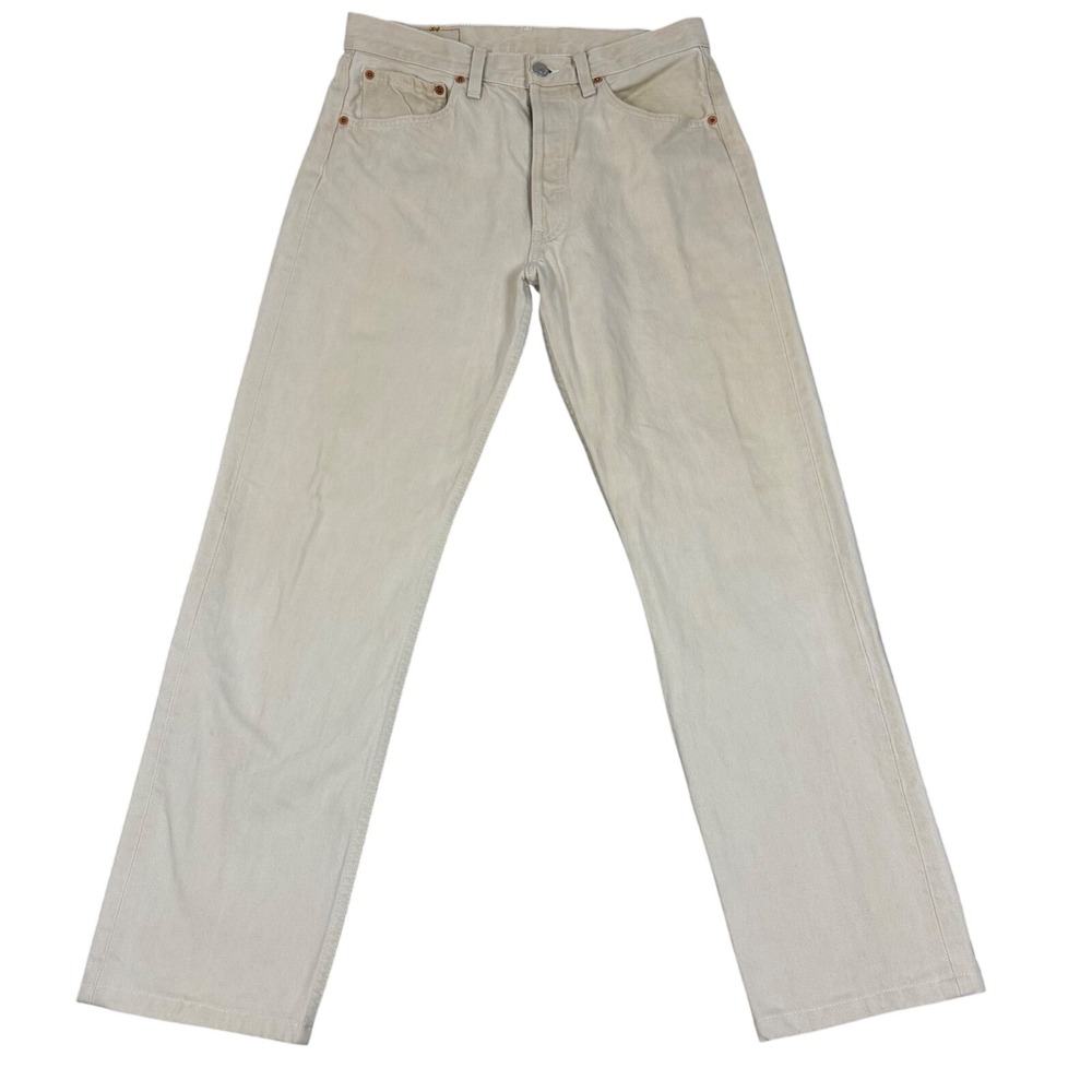 Levi's Jeans Mens 30 Cream 501‎ Original Fit Straight Leg Button Fly Off-White